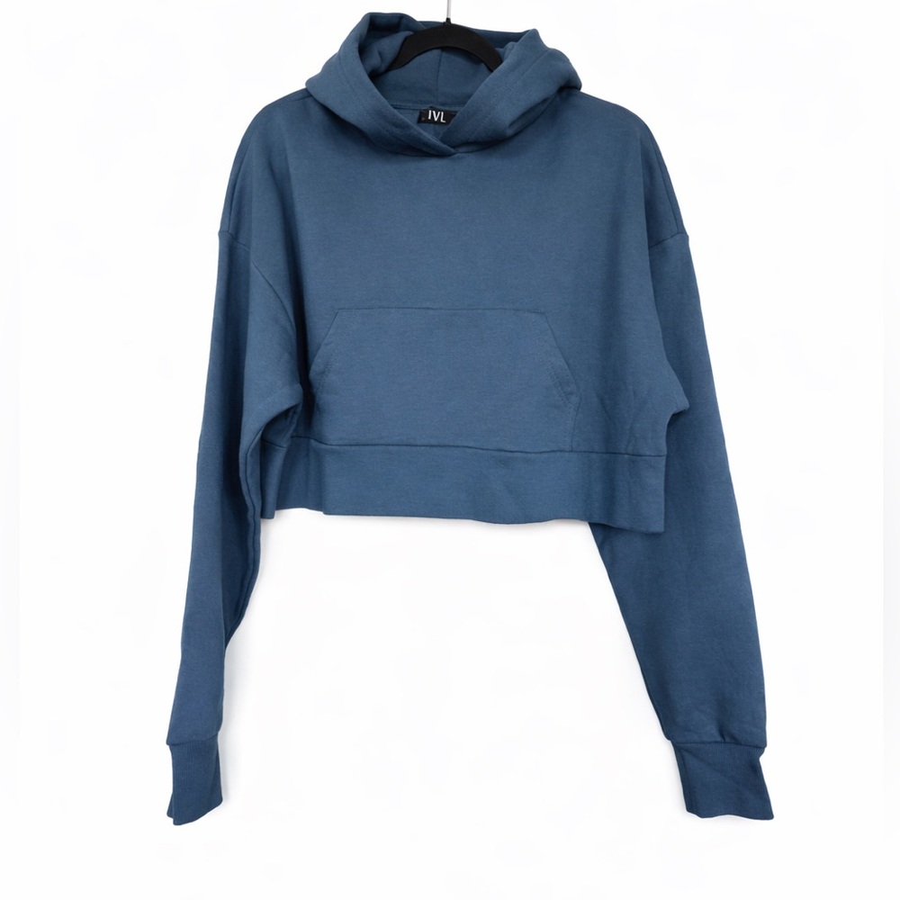 IVL Collective Cropped Hoodie – Dark Slate Blue Size M